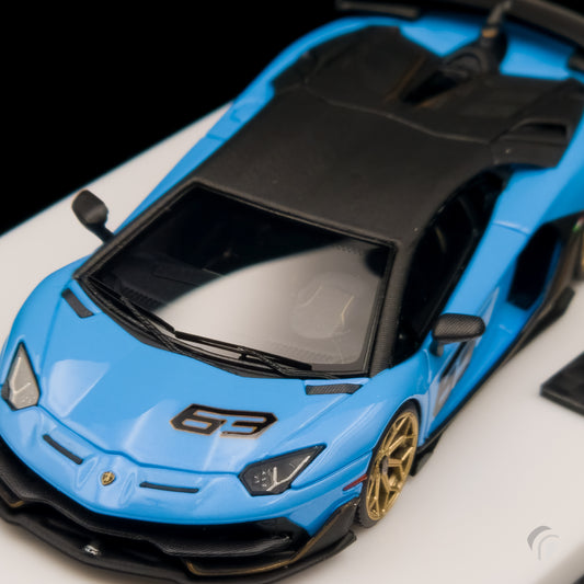 Tardis x Upfront Garage 1/64 Scale Lamborghini Aventador SVJ 63 Limited Edition Blue Ageris (Resin)