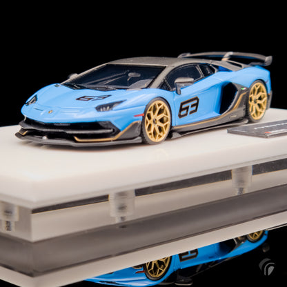 Tardis x Upfront Garage 1/64 Scale Lamborghini Aventador SVJ 63 Limited Edition Blue Ageris (Resin)