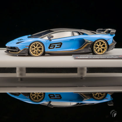 Tardis x Upfront Garage 1/64 Scale Lamborghini Aventador SVJ 63 Limited Edition Blue Ageris (Resin)