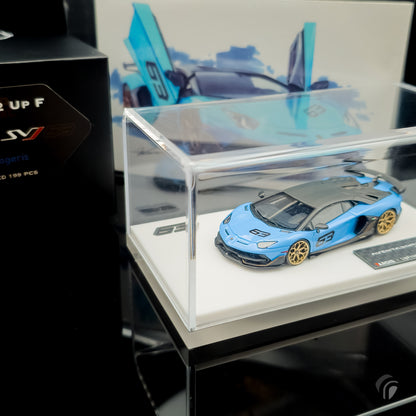 Tardis x Upfront Garage 1/64 Scale Lamborghini Aventador SVJ 63 Limited Edition Blue Ageris (Resin)